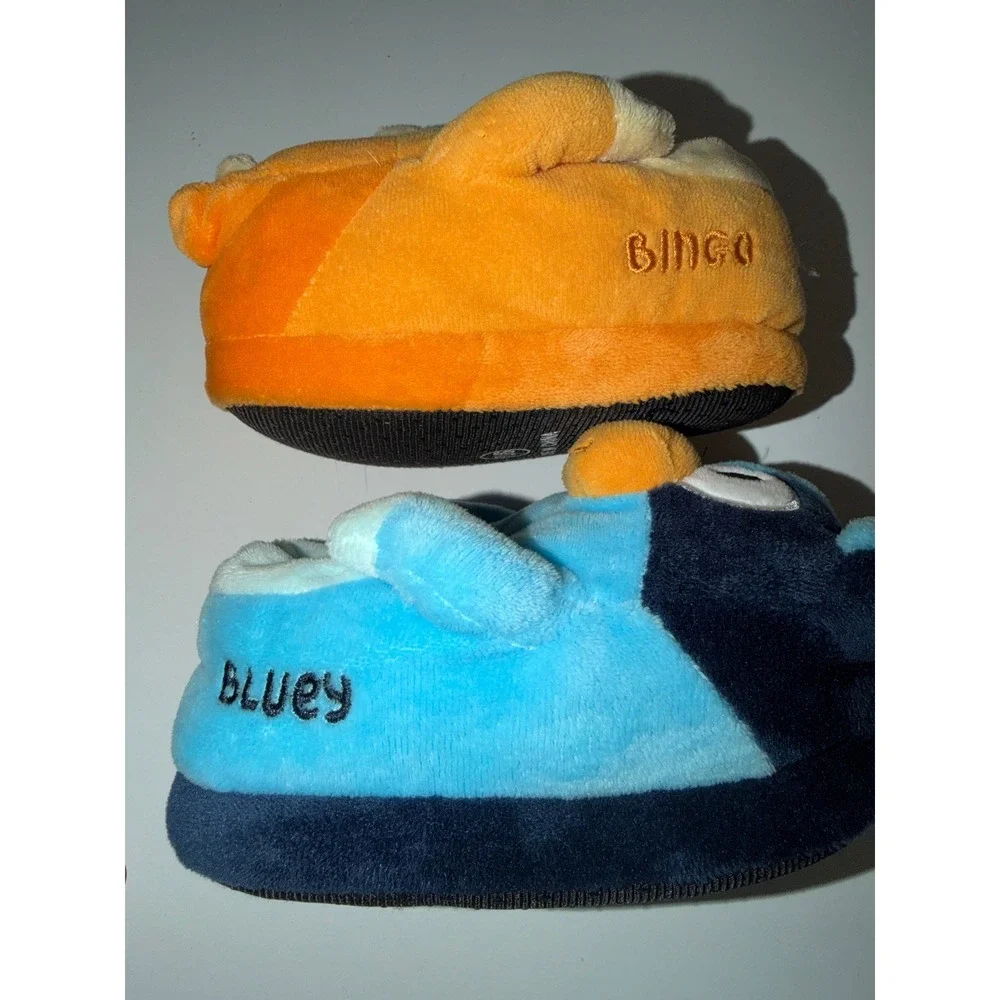 Bluey and Bingo Toddler Plush Slippers Blue Orange Size 7/8 House Shoes